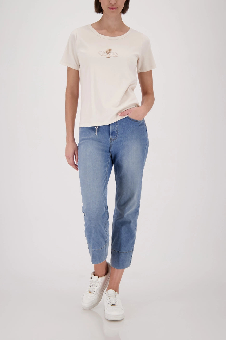 Monari 410081 Champagne Beige Round Neck Tshirt