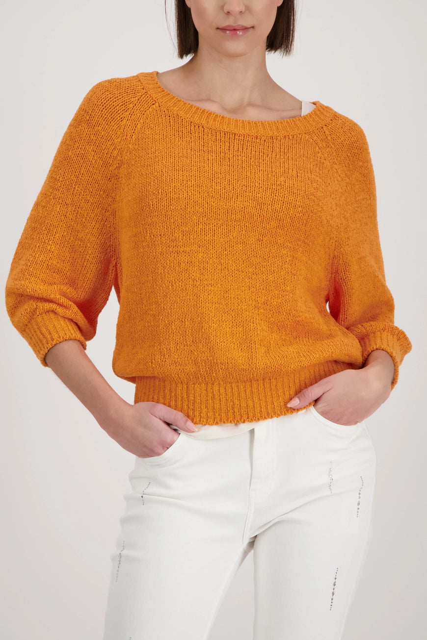 Monari 410272 Bright Orange Yellow Jumper With Boat Neck