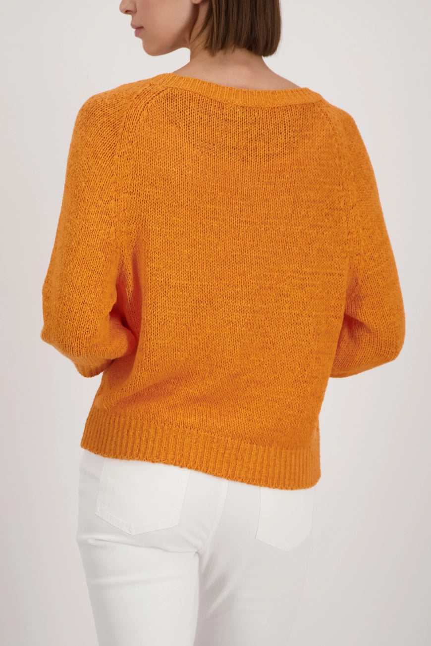 Monari 410272 Bright Orange Yellow Jumper With Boat Neck