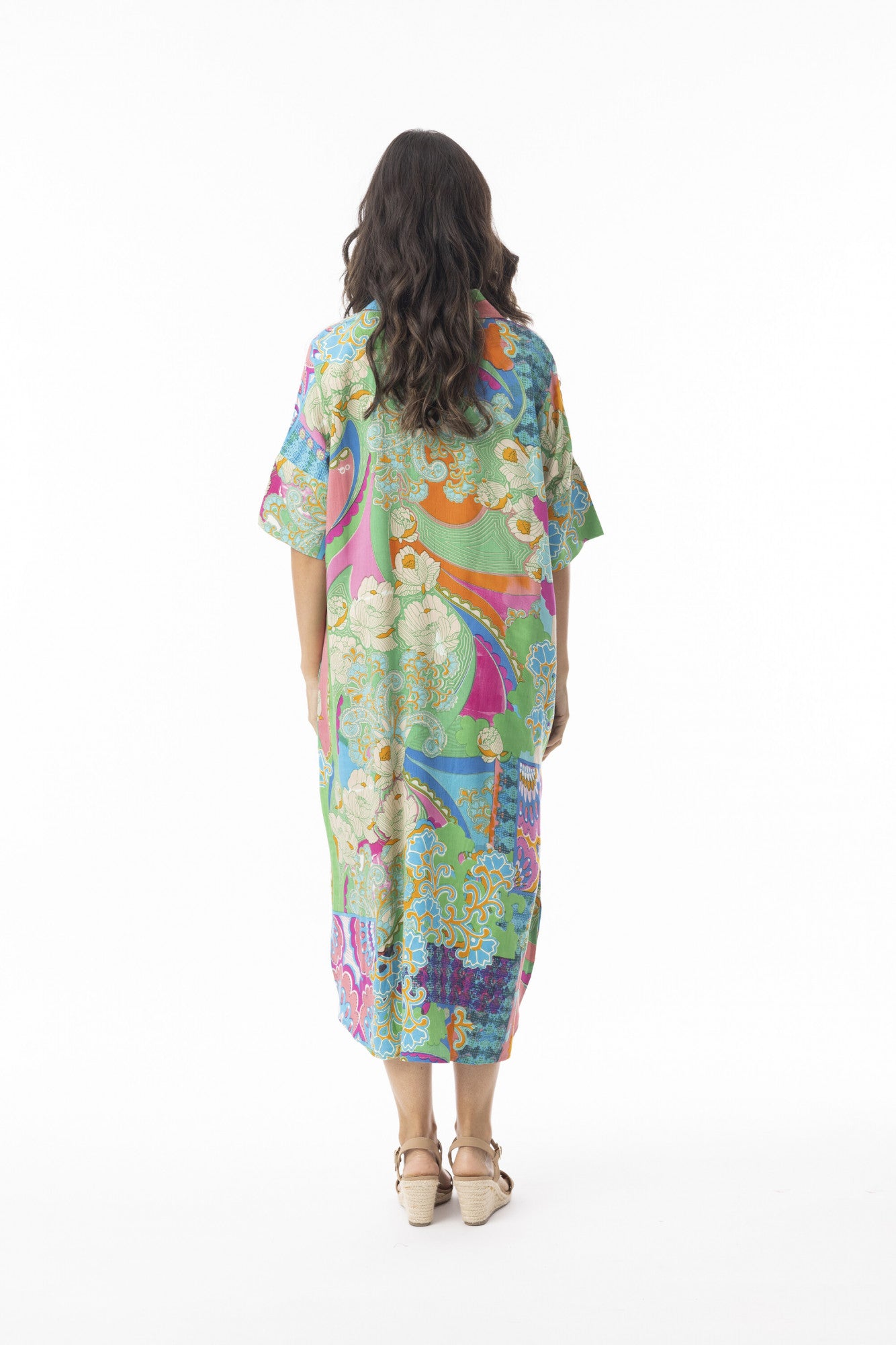Orientique 20132 Multi Colour Santa Cruz Shirt Dress With Short Sleeve