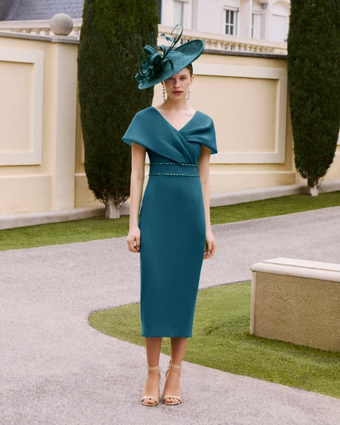 Couture Club - Petrol Off the Shoulder Dress