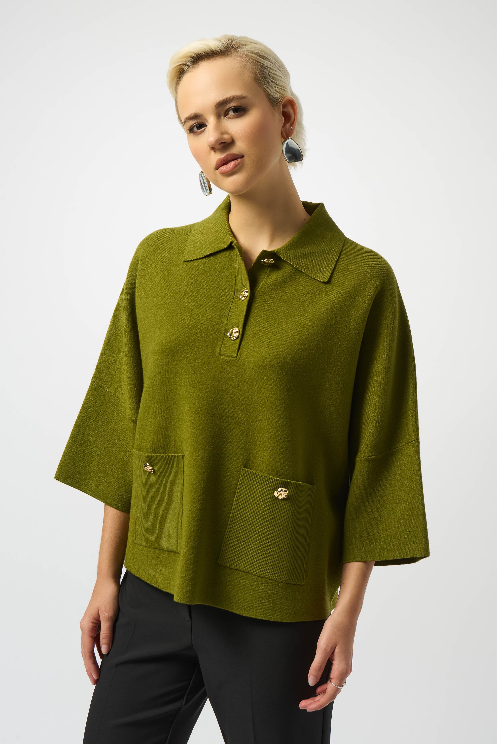 Joseph Ribkoff - Button Detail Boxy Jumper