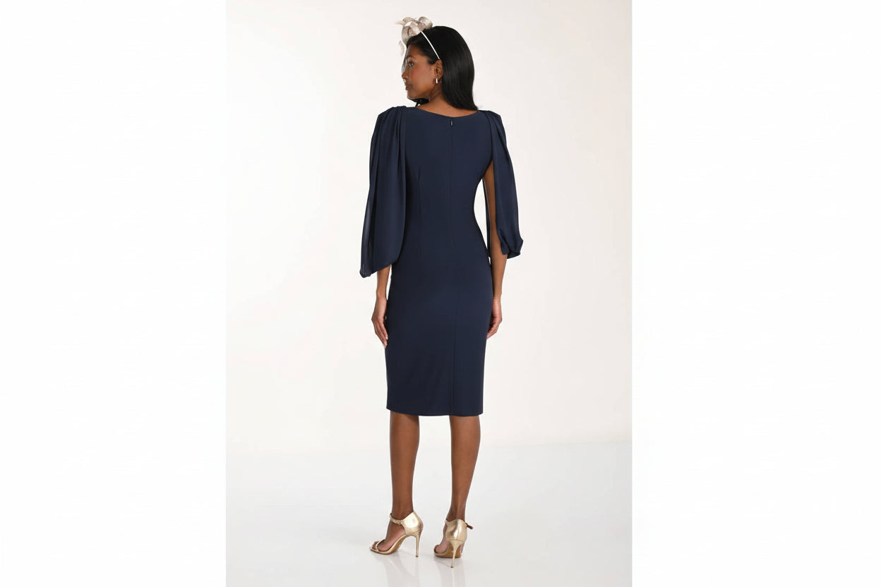 Frank Lyman 268049 Midnight Blue Dress With Floaty Sleeves