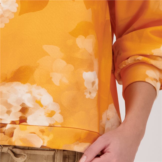 Monari 410117 Orange Long Sleeve Top With Abstract Pattern Allover