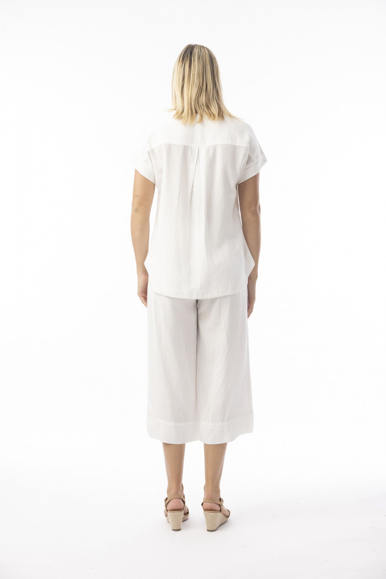 Orientique 62772 Essentials Short Sleeve V Neck Top With Buttons