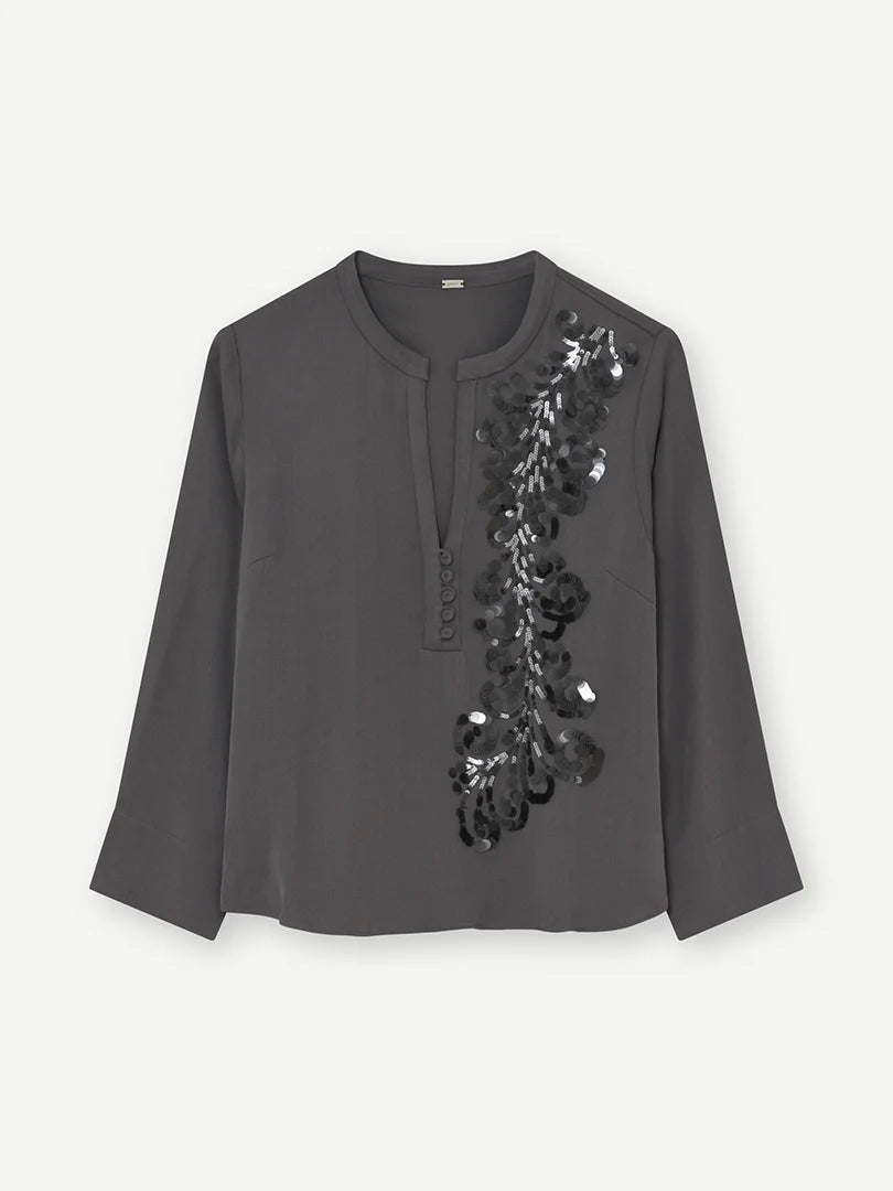 Gustav Cana Grey Sequin Blouse 60645