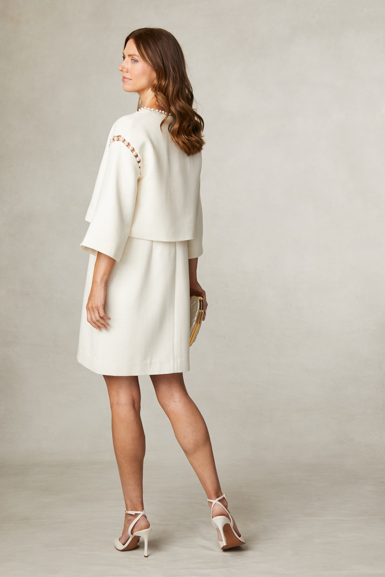 Fee G Cream Tweed And Pearl Jacket 606B/131