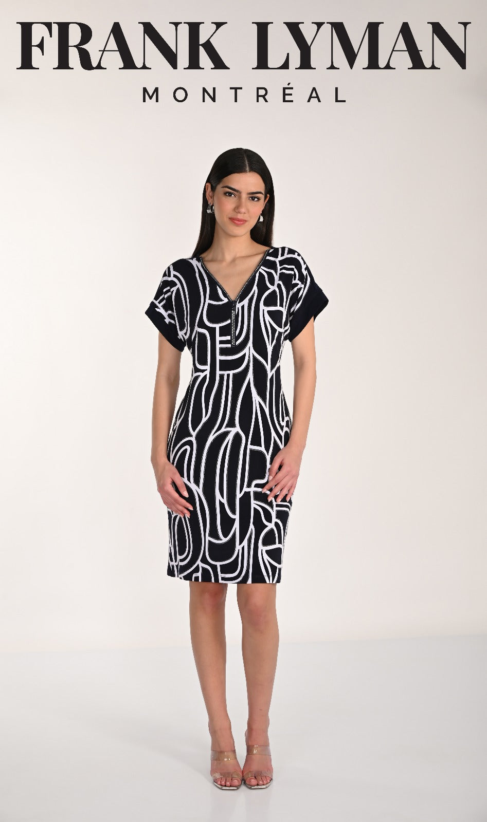 Frank Lyman 26616 Navy/White Printed Dress