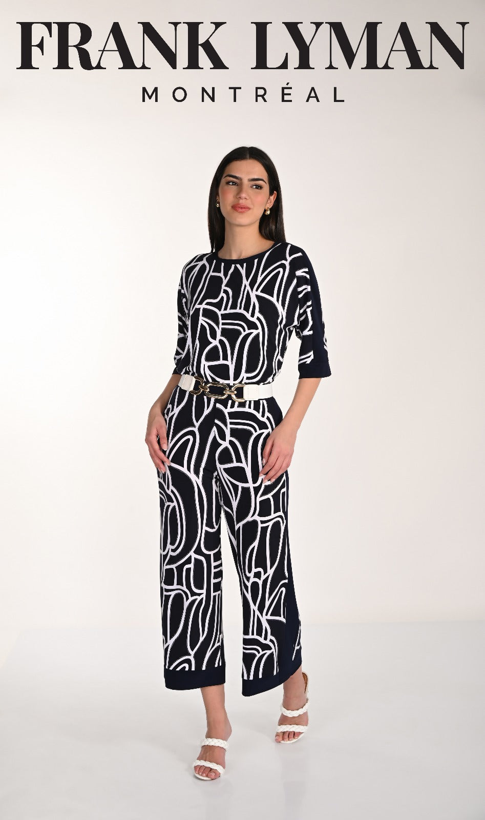 Frank Lyman 166114 Navy/White Printed Top