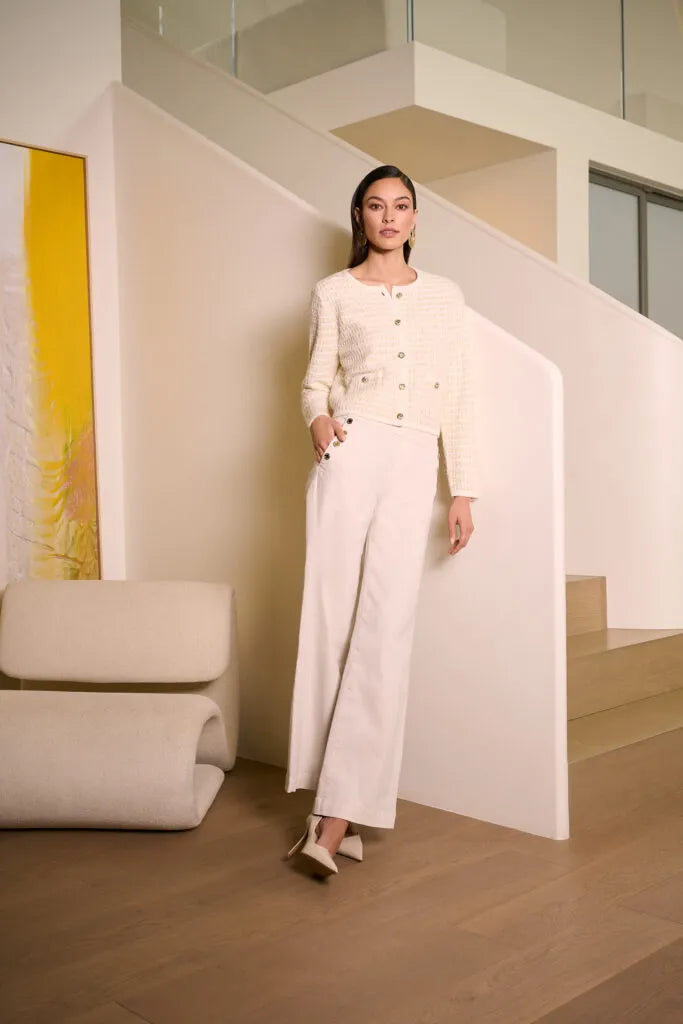 Joseph Ribkoff  254938 Knitted Cream Chanel Knitted Jacket