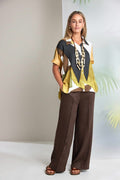 Naya Chocolate Clasic Wide Leg Trouser With Side Pocket 240