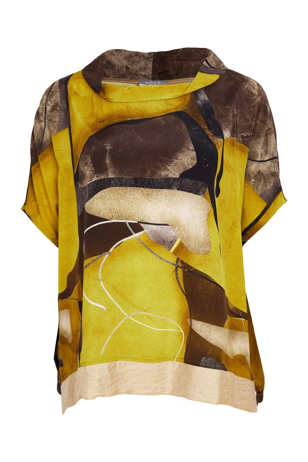 Naya High Neck Square Shape Print Top With Contrast Hem 275
