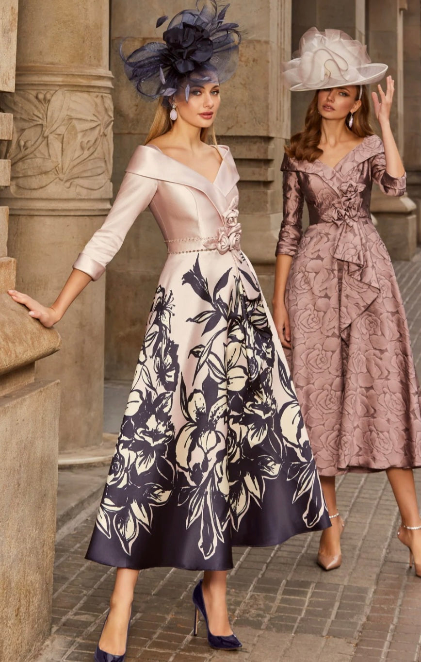 Veni Infantino 992520 Rose/Navy Floral Print A Line Dress