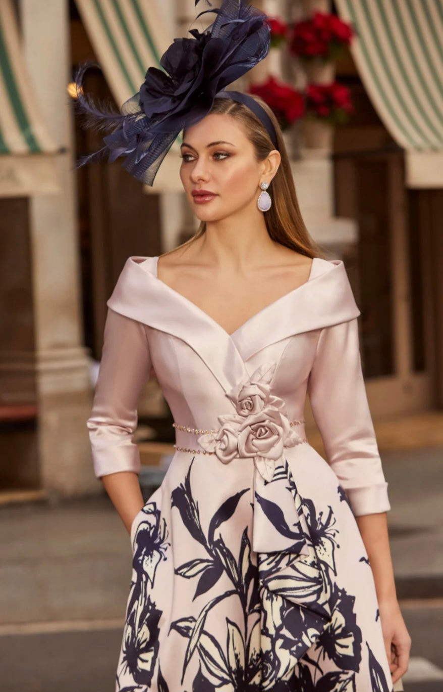 Veni Infantino 992520 Rose/Navy Floral Print A Line Dress