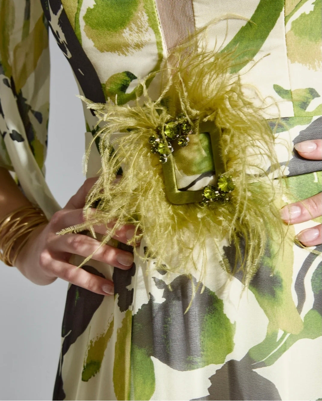 Sonia Pena 1260018 Green Printed Chiffon Maxi Dress