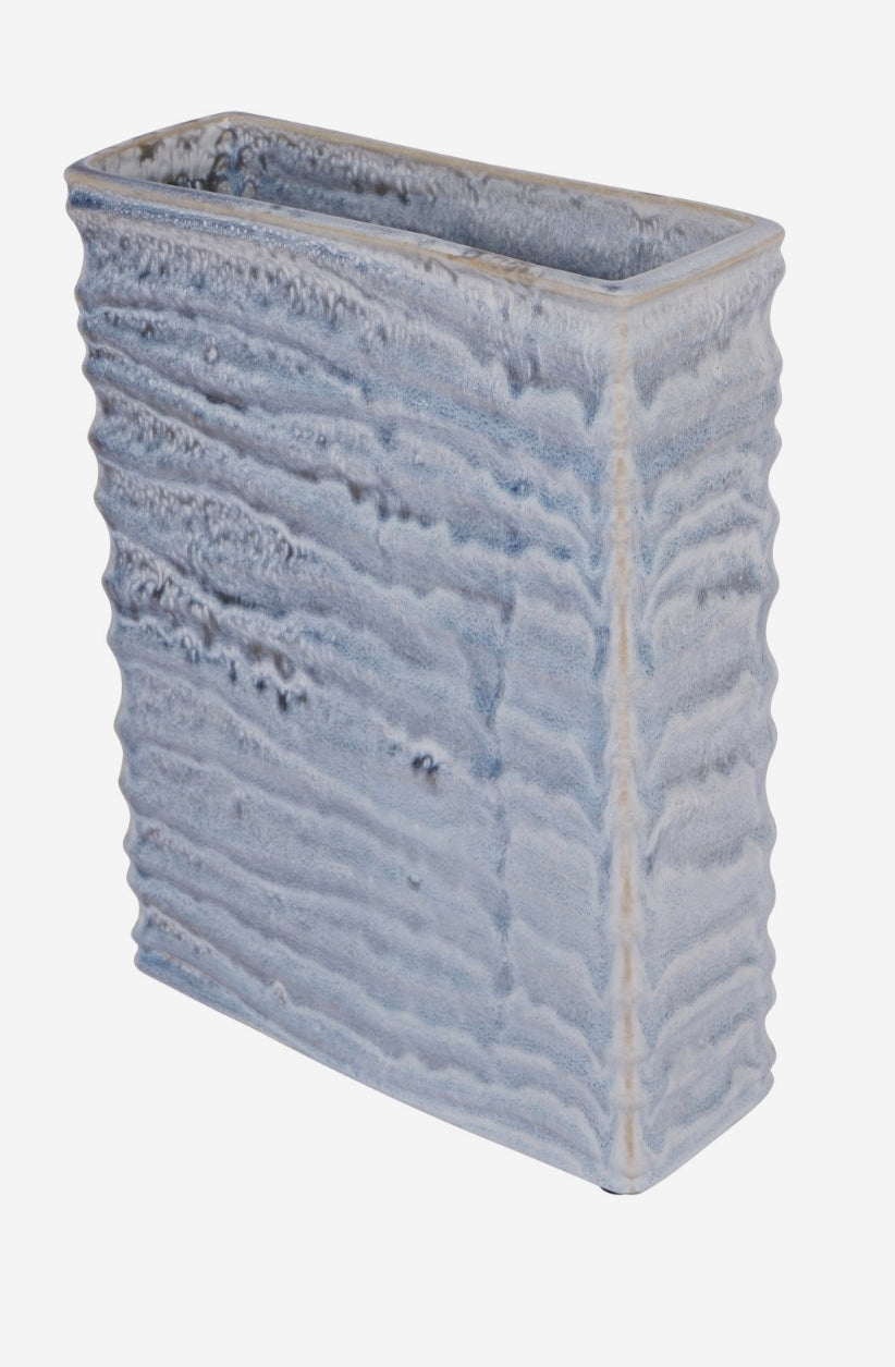Libra Sereno Rectangle Vase in Blue Reactive Glaze