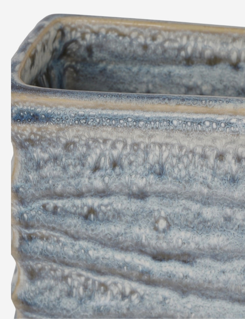 Libra Sereno Rectangle Vase in Blue Reactive Glaze