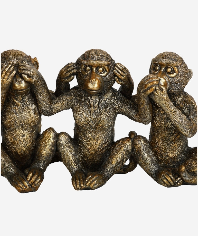 Libra Three Wise Monkeys Antique Gold