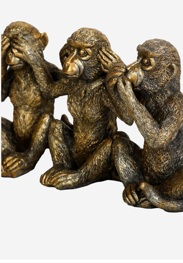 Libra Three Wise Monkeys Antique Gold
