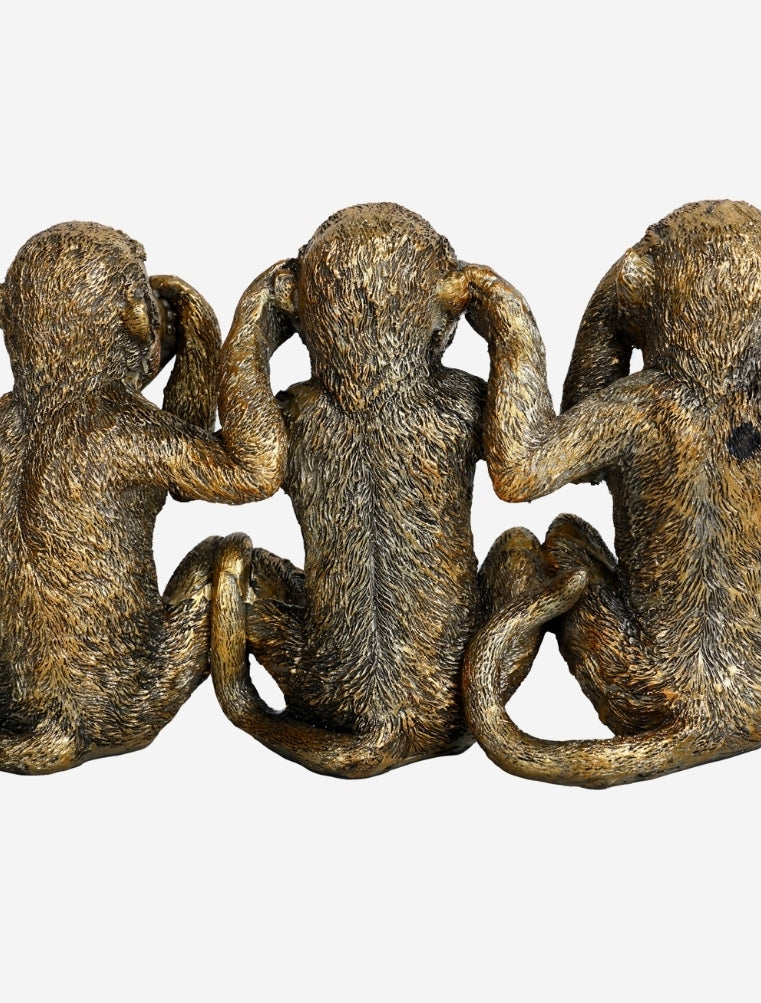 Libra Three Wise Monkeys Antique Gold