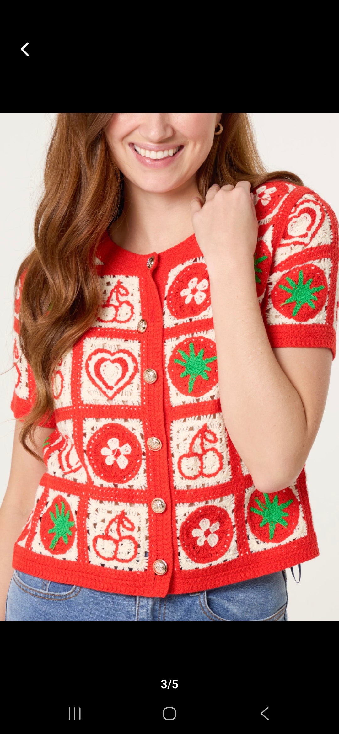 Nova WF5694NV371 Short Sleeved Patchwork Crochet Cardigan