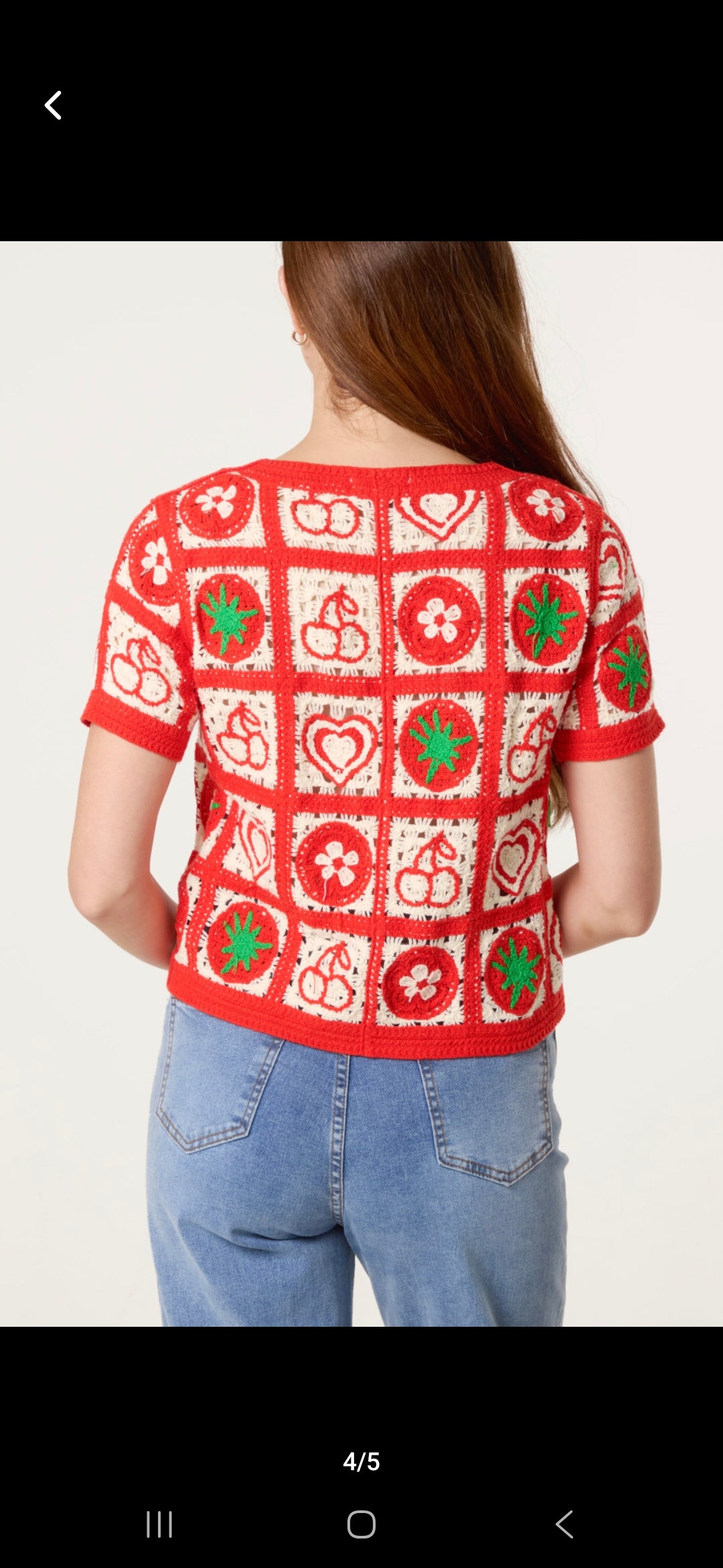 Nova WF5694NV371 Short Sleeved Patchwork Crochet Cardigan