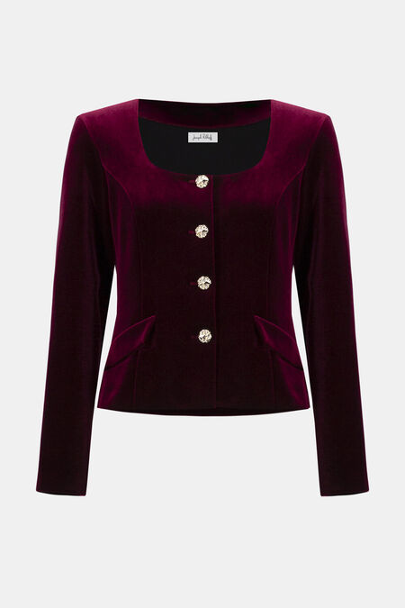Joseph Ribkoff - 254197 Burgundy Red Velvet Evening Jacket