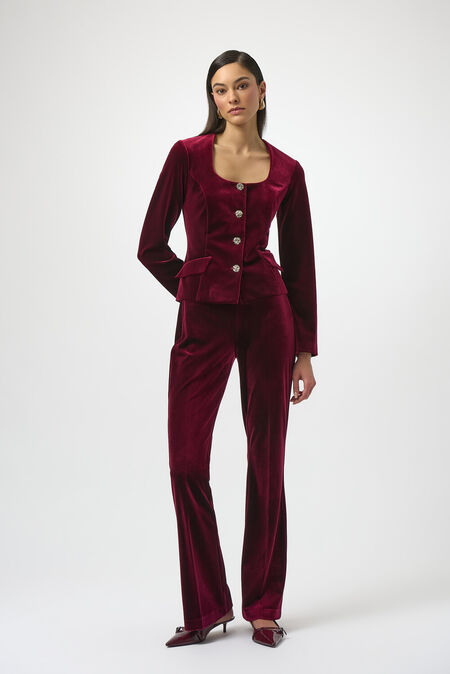 Joseph Ribkoff - 254197 Burgundy Red Velvet Evening Jacket